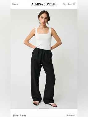 Almina Concept - Black linen pants - Small - BNWT